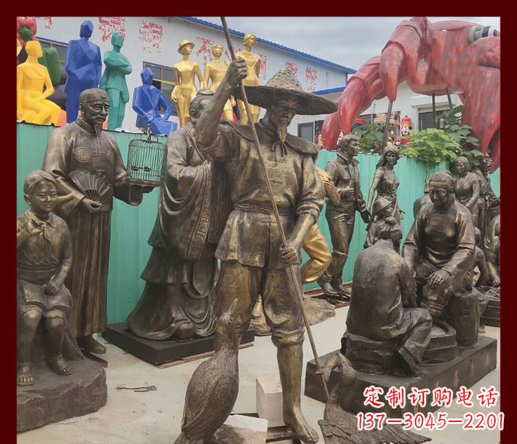 兰州新中式鸬鹚铜雕塑