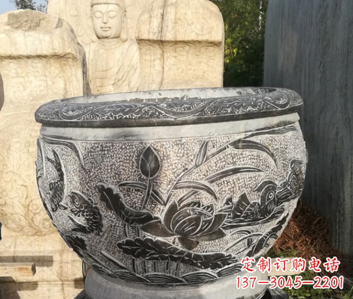 兰州室内装饰用鸳鸯荷花浮雕水缸