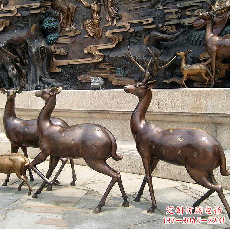 兰州古铜色梅花鹿铜雕