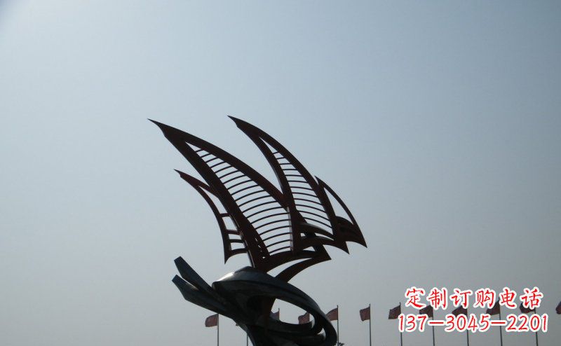兰州不锈钢手工帆船雕塑