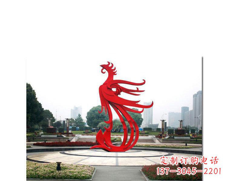 兰州古韵雕塑:不锈钢飞翔凤凰雕塑