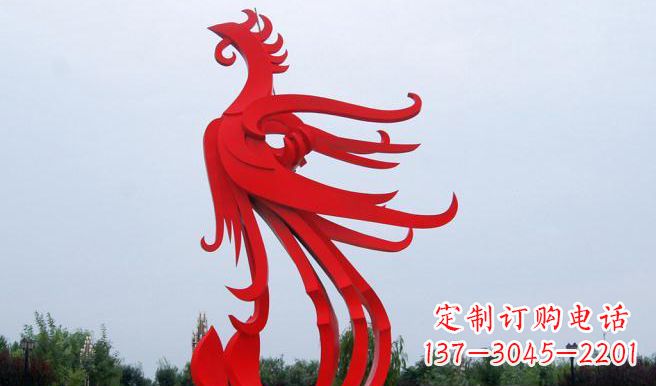 兰州中领雕塑制作的精美不锈钢凤凰雕塑