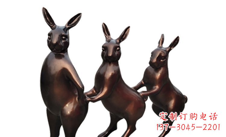 兰州广场不锈钢光面兔子动物雕塑