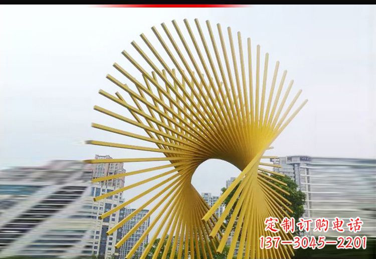 兰州现代美学——不锈钢树枝扇形景观雕塑