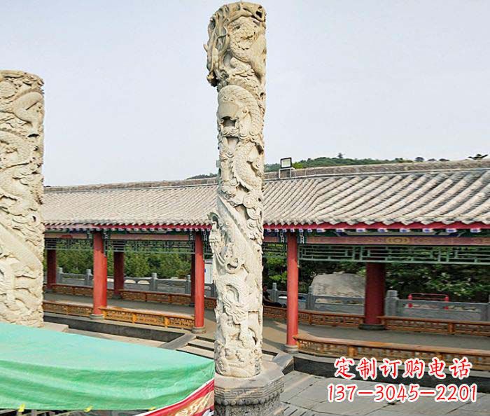 兰州雕刻精致的大理石龙柱石雕