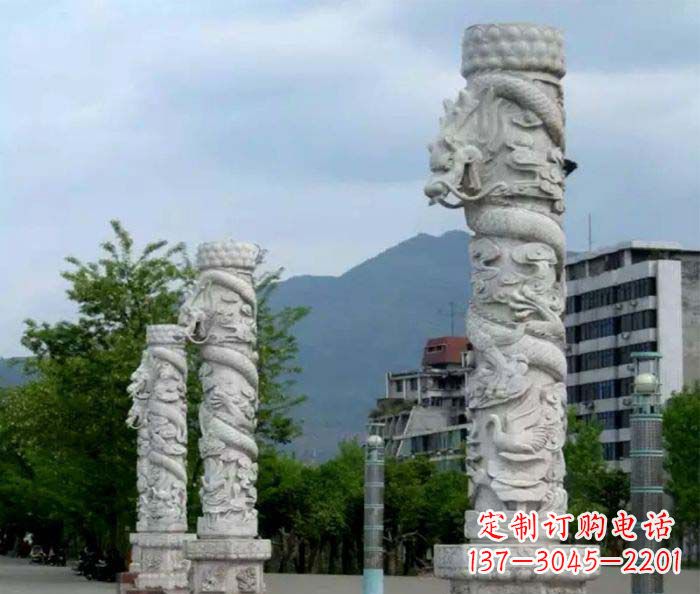 兰州精美工艺大理石龙柱雕塑