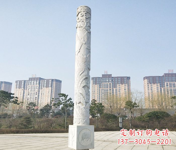 兰州真实而细腻的大理石龙柱石雕