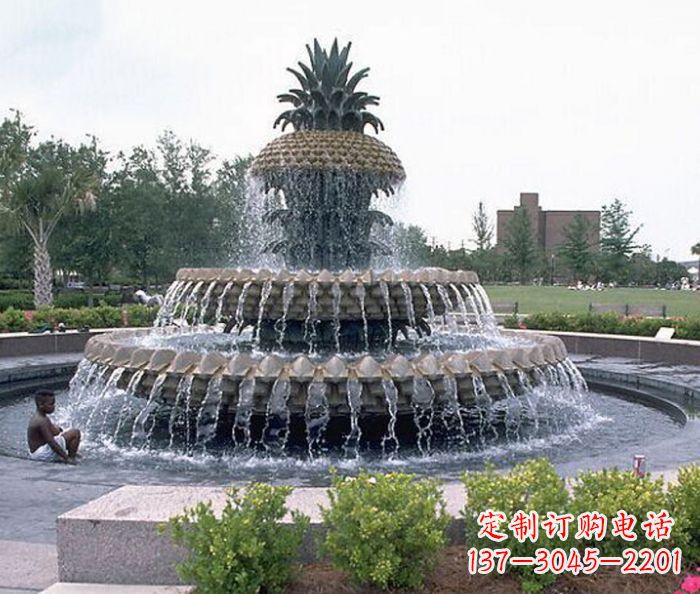 兰州广场景观大型菠萝喷泉石雕