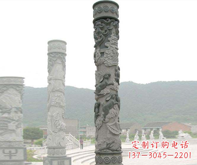 兰州广场景观仿古12生肖石柱 (2)