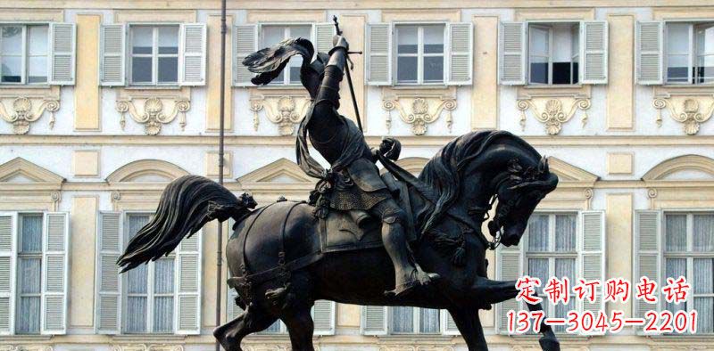 兰州中领雕塑-大型罗马士兵骑马铜雕