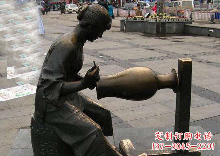 兰州领雕塑铜质花盆雕塑