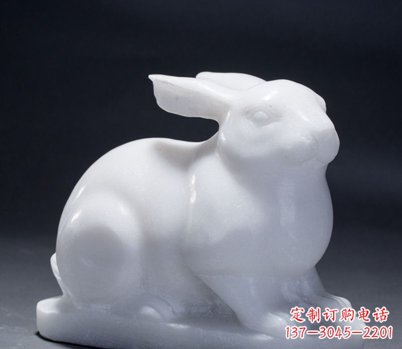 兰州精致汉白玉兔子雕塑