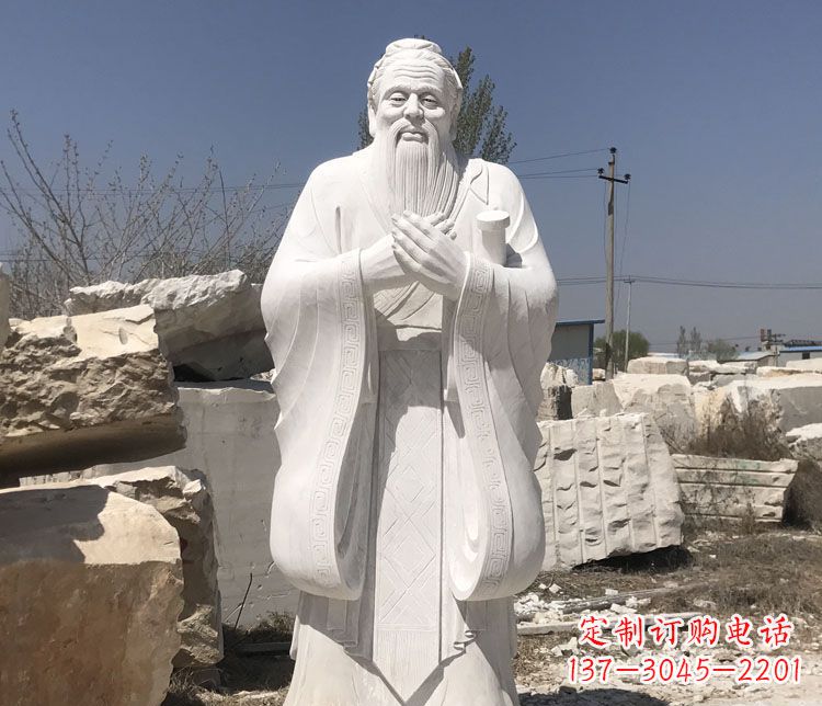 兰州汉白玉孔子行教像学校古代名人石雕