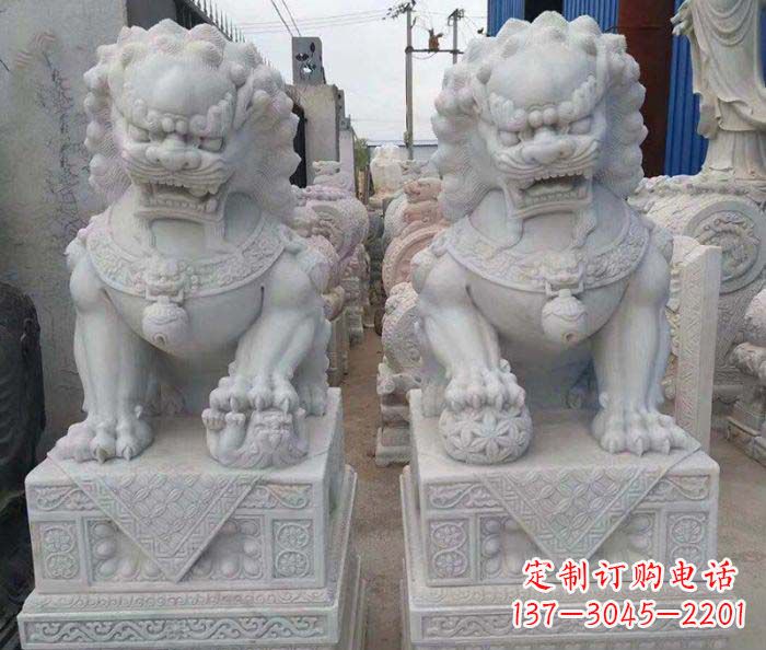 兰州汉白玉狮子招财动物石雕