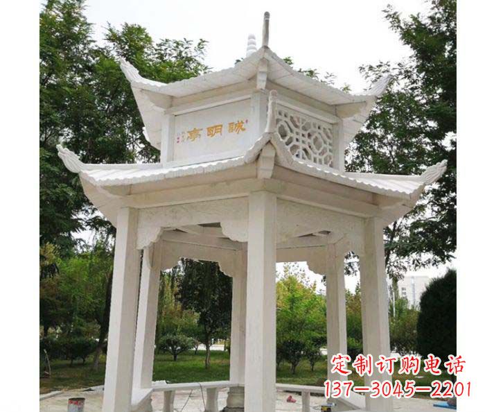 兰州汉白玉双层六角凉亭公园石雕