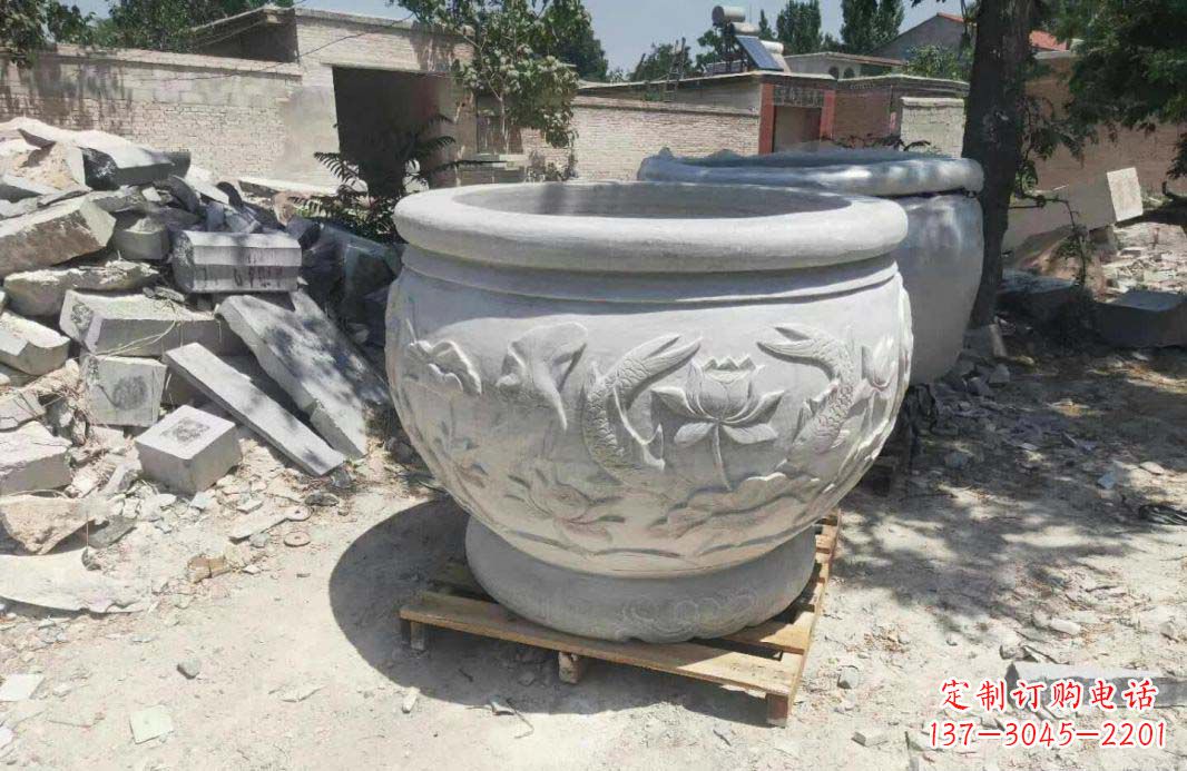 兰州汉白玉水缸,精美完美的雕刻纪念