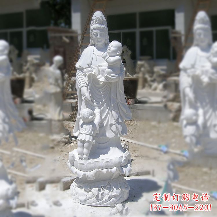 兰州手工精美的汉白玉观音像