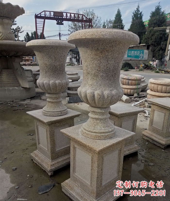 兰州花岗岩欧式花钵小区石雕花盆