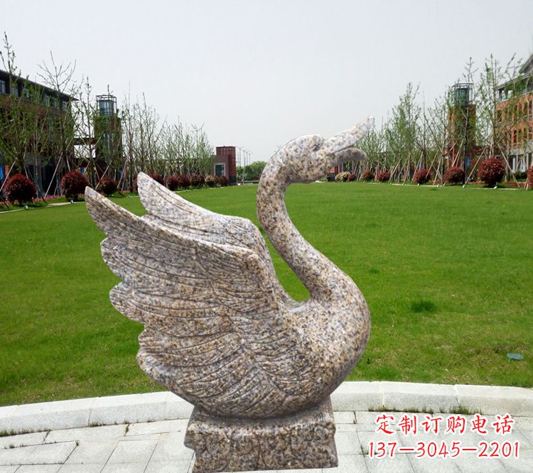 兰州花岗岩石刻喷水天鹅雕塑