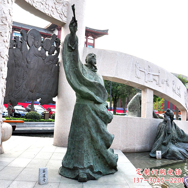 兰州画史画圣吴道子仿古铜雕像