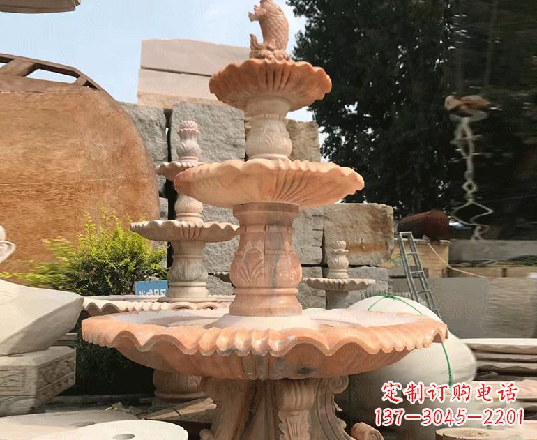 兰州黄锈石喷泉雕塑