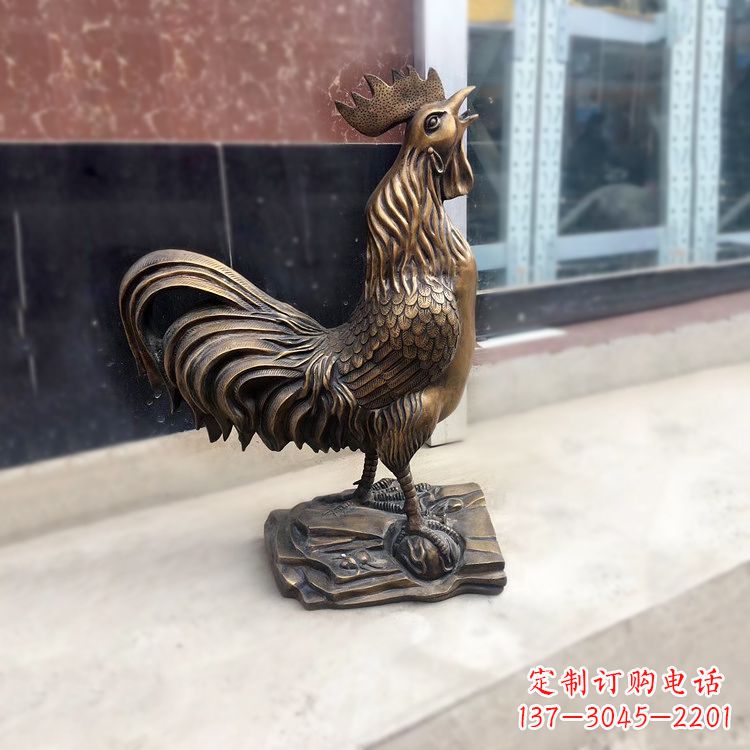 兰州金鸡报晓生肖动物纯铸铜雕塑