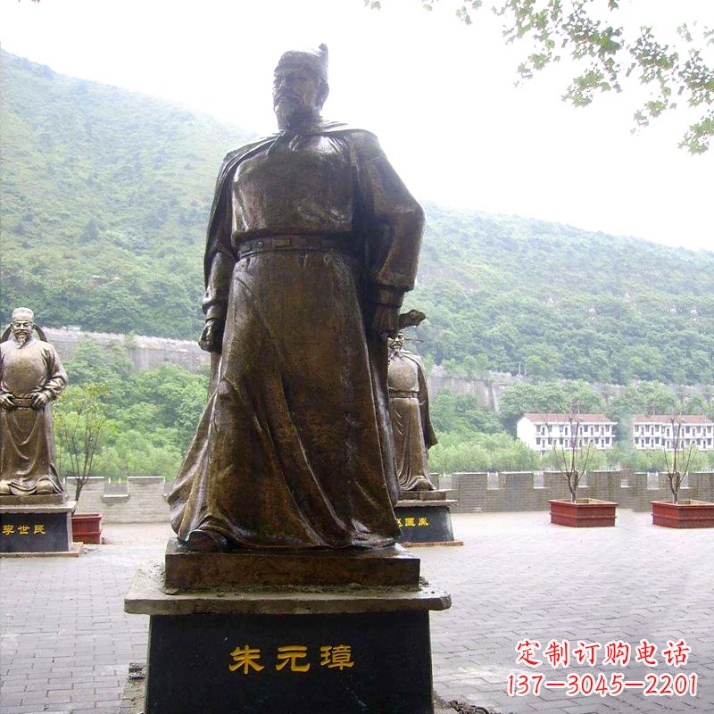 兰州传承古代荣耀,朱元璋帝王铜雕塑像
