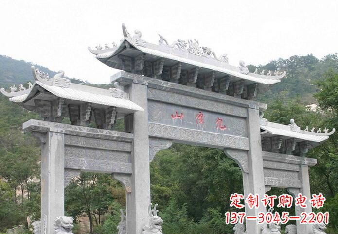 兰州三门仿古牌坊石雕,精美绝伦