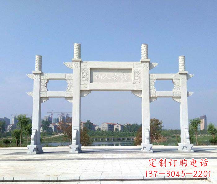 兰州景区三门牌楼石雕