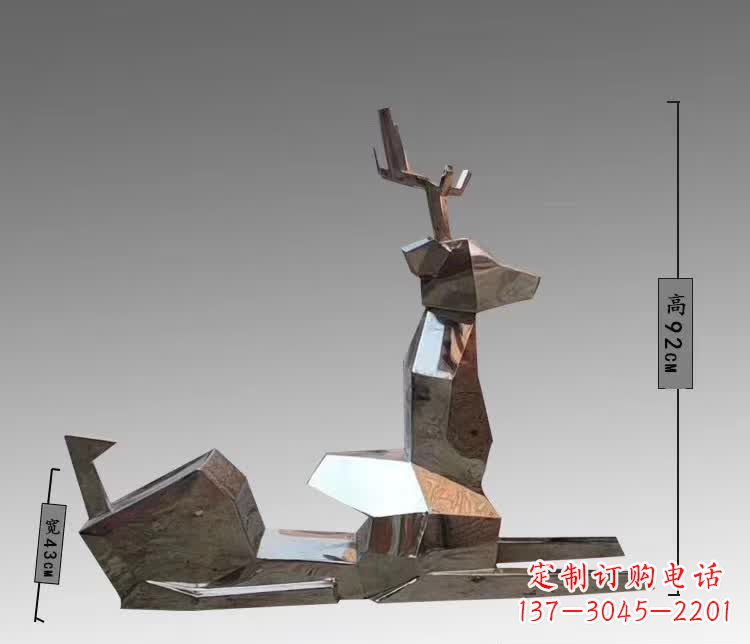 兰州镜面抽象梅花鹿不锈钢雕塑