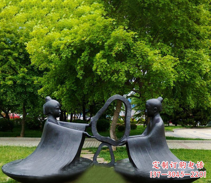 兰州孔融让梨公园铜雕
