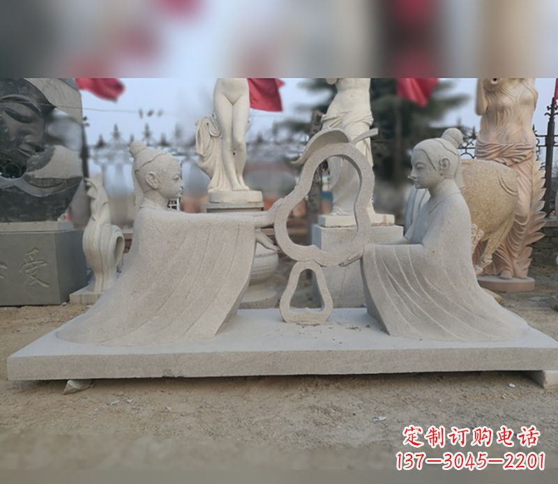 兰州孔融让梨石雕 