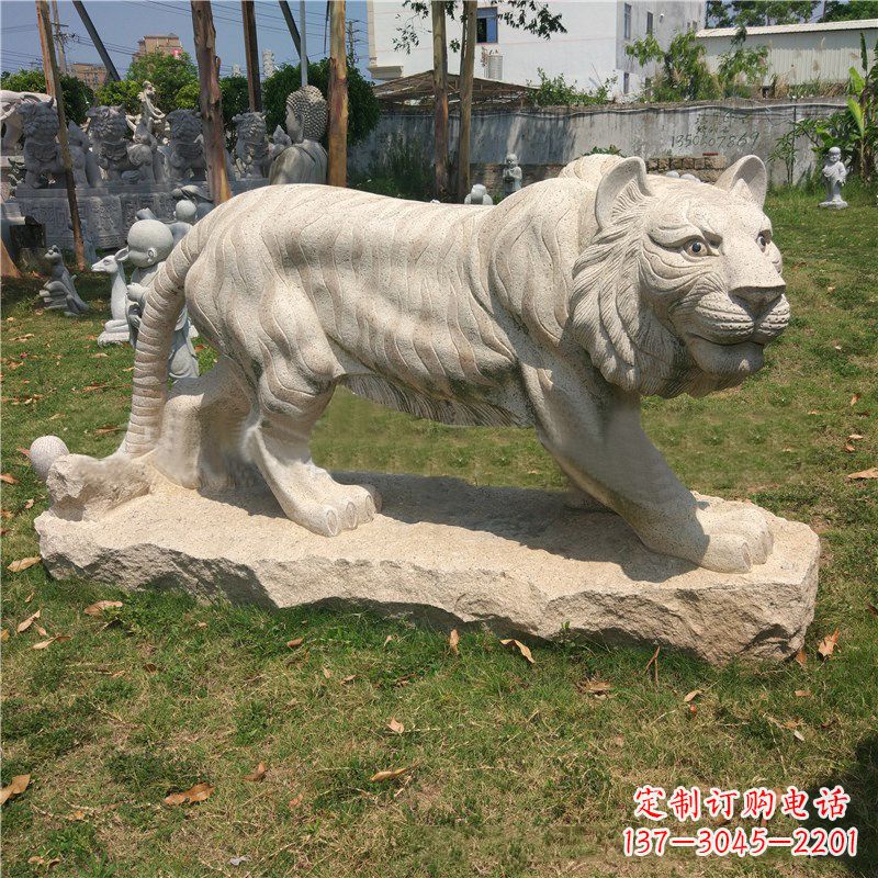 兰州老虎石雕花岗岩雕塑-公园草丛动物摆件