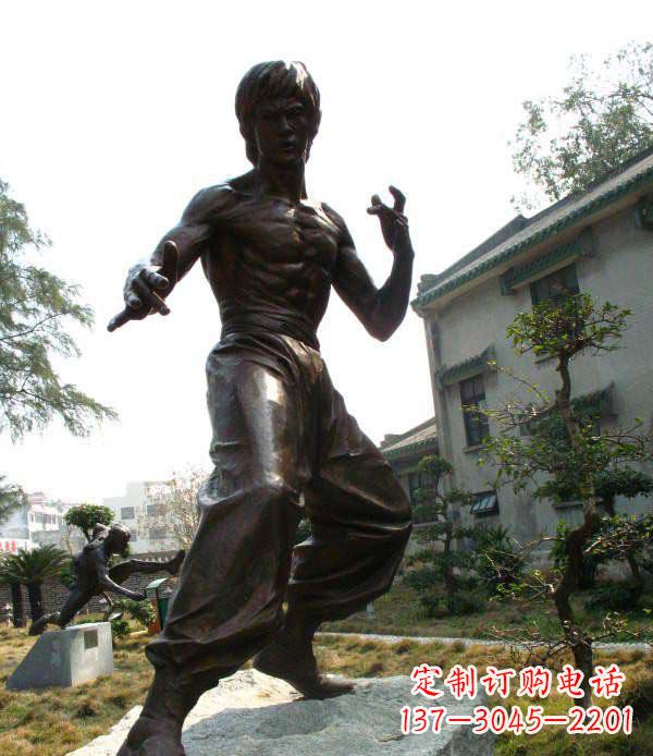 兰州李小龙公园名人铜雕