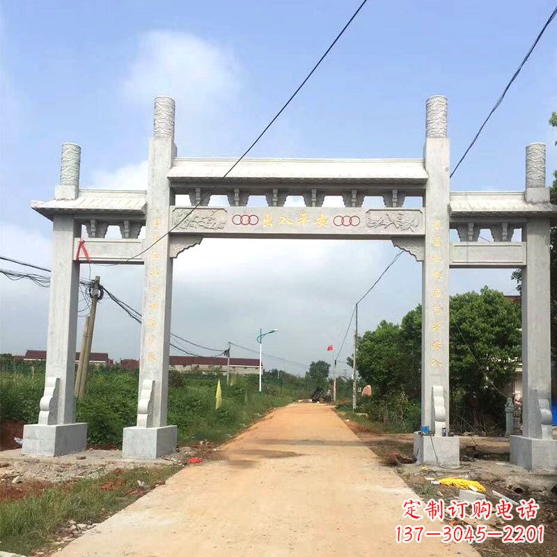兰州路口三间四柱无楼石牌坊雕塑制作
