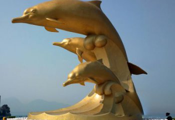 兰州景区广场海豚漆金动物铜雕