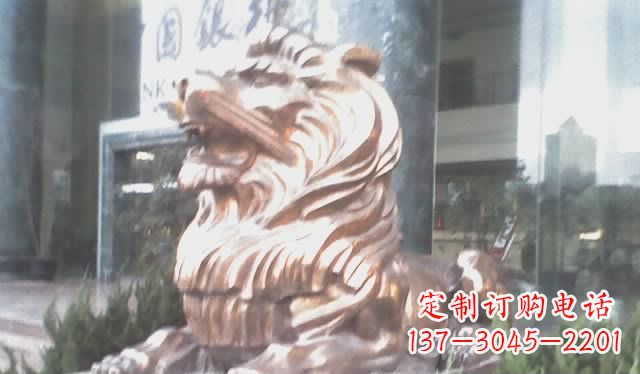 兰州趴着的西洋狮子铜雕 (3)