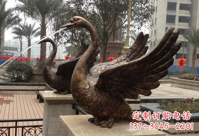 兰州喷水天鹅铜雕 (2)