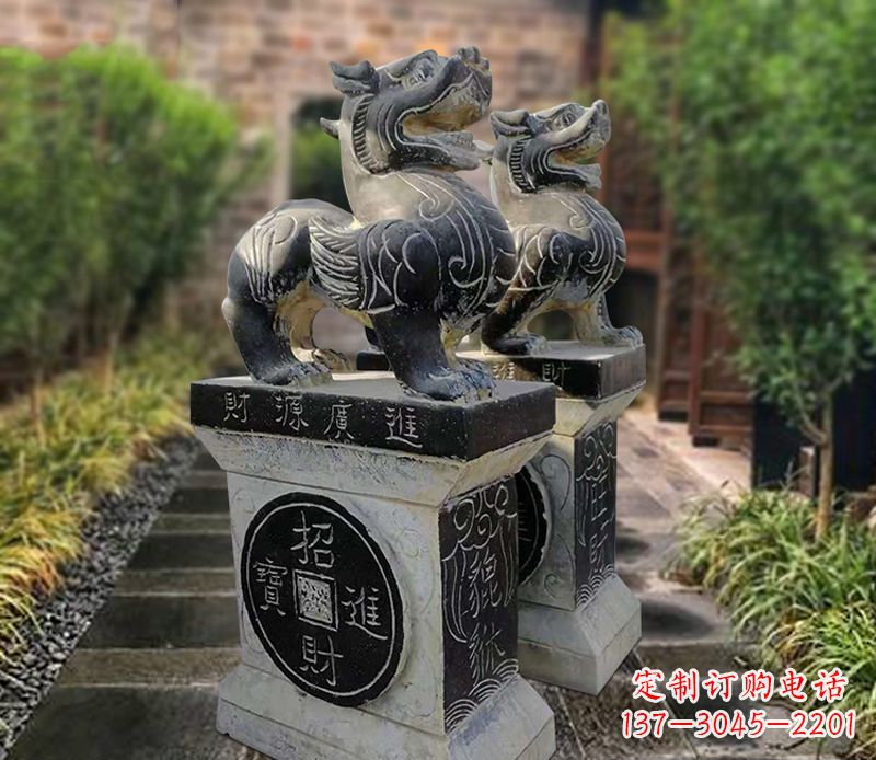 兰州貔貅石雕小区看门雕塑