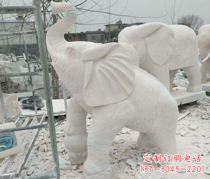 兰州企业景观招财大象石雕