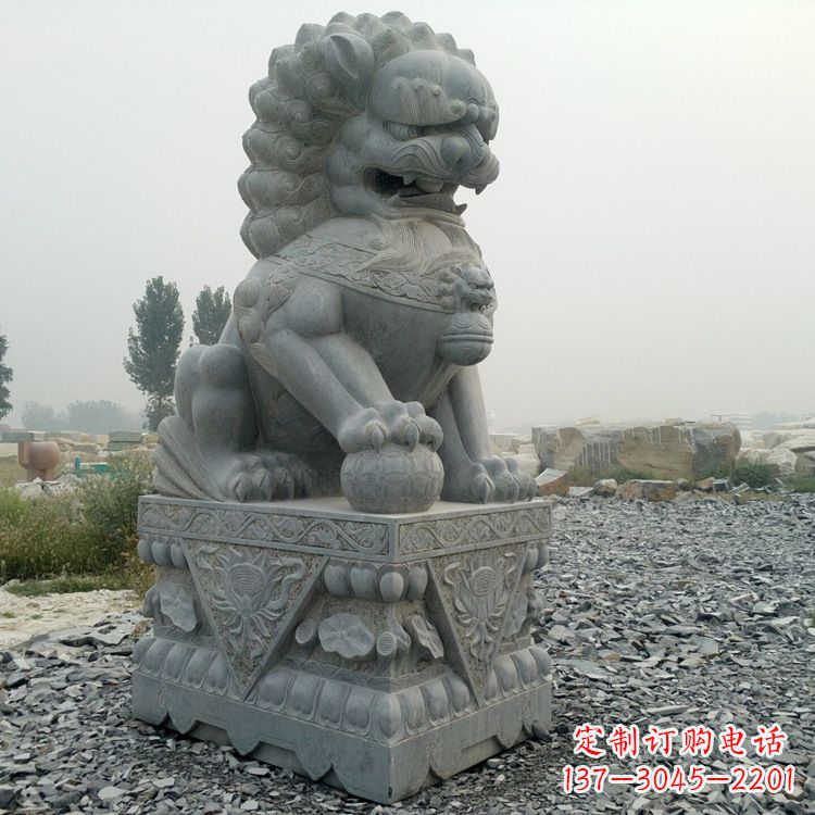 兰州青石北京狮子雕塑,雕刻传承千古之魅力