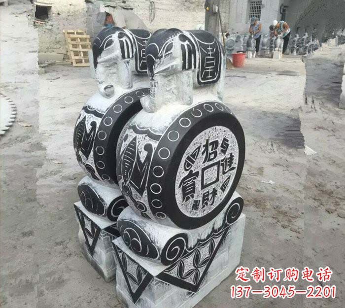兰州华丽雅致!青石仿古招财进宝大象门墩