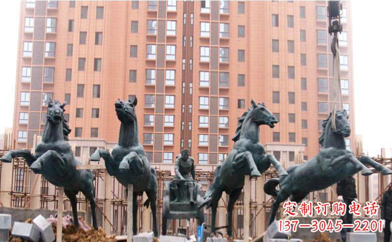兰州精美青铜马拉车广场雕塑
