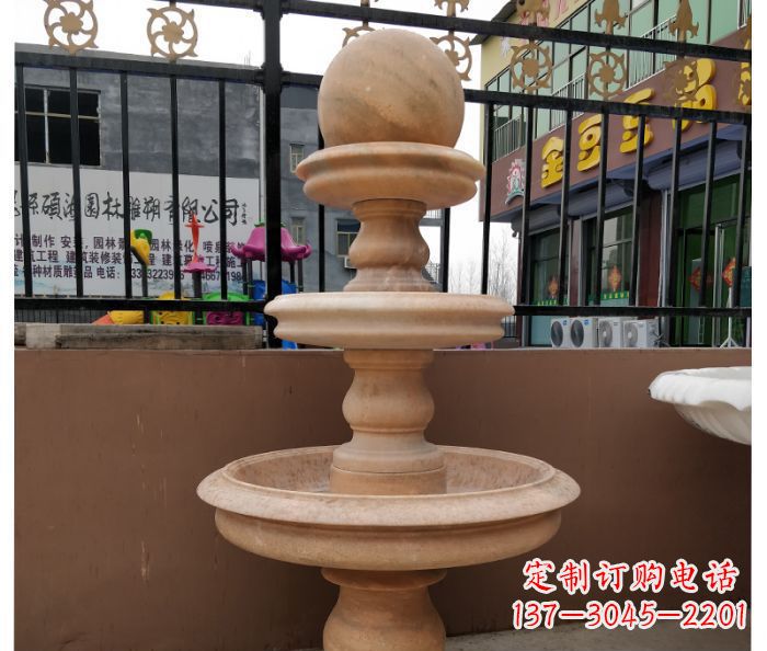 兰州风水球石雕,晚霞红别墅装饰精品