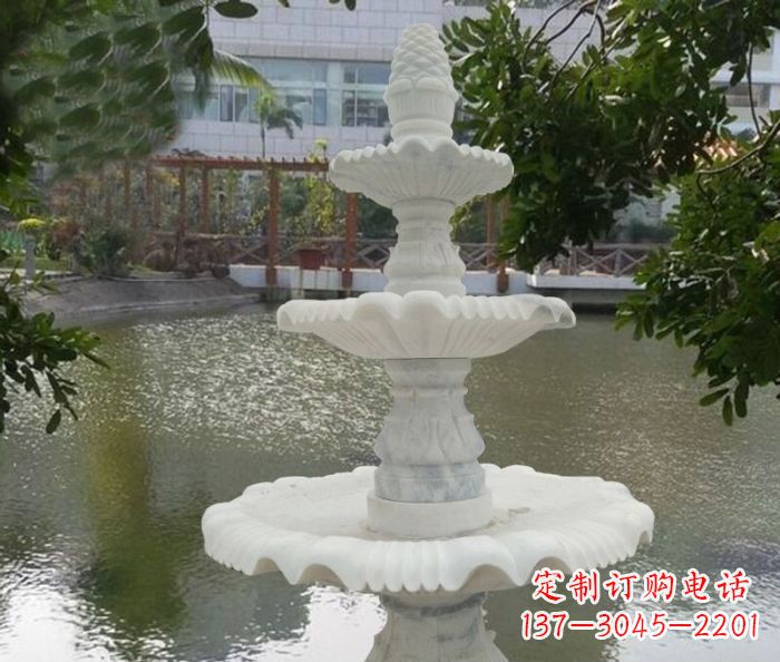 兰州精致美观的三层喷泉汉白玉公园石雕