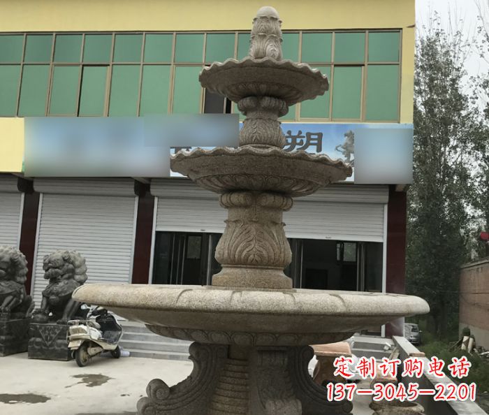 兰州三层砂岩喷泉欧式石雕,定制专属你的雕塑