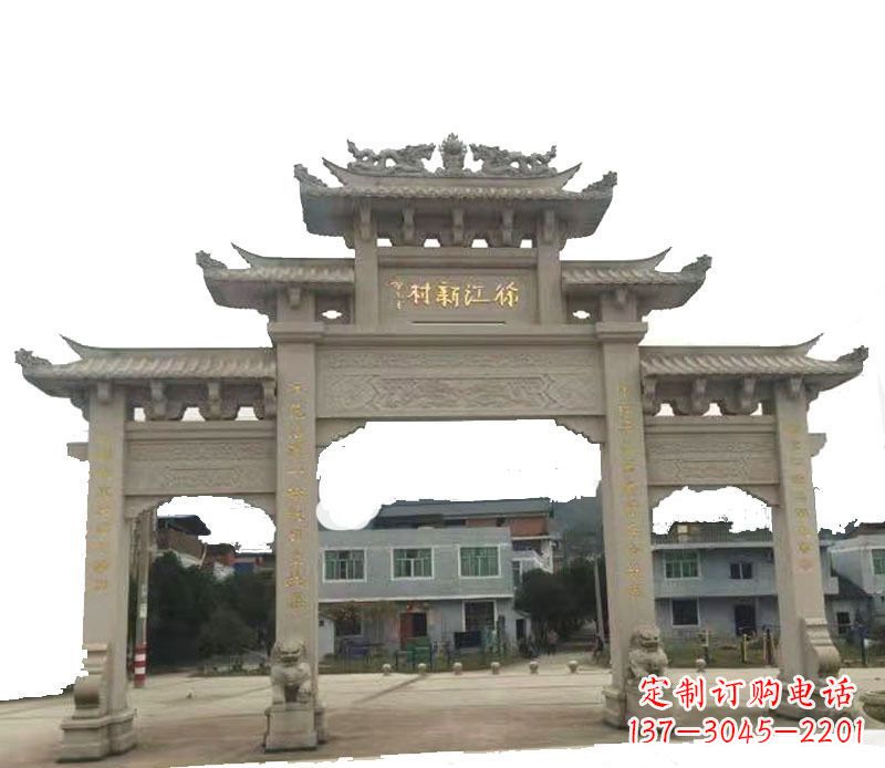 兰州三门牌坊仿古石雕,雕刻精美传承传统