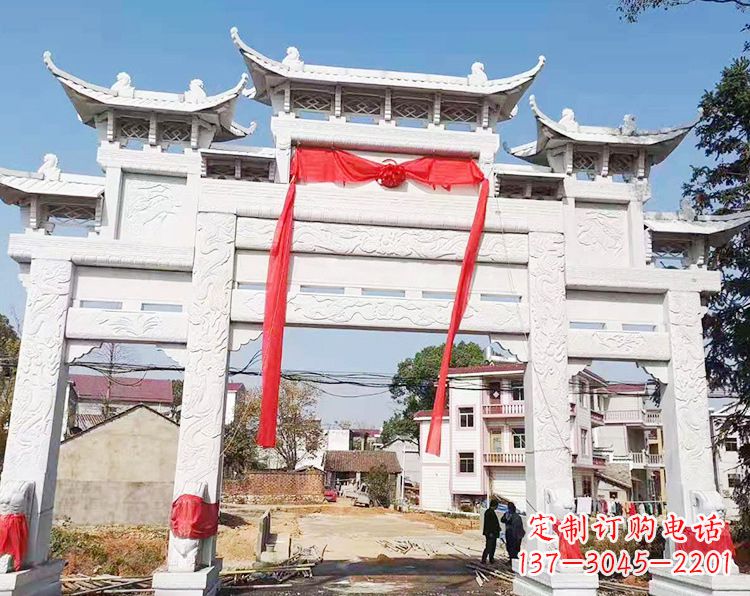 兰州三门三楼石雕牌坊:专业定制牌坊雕塑