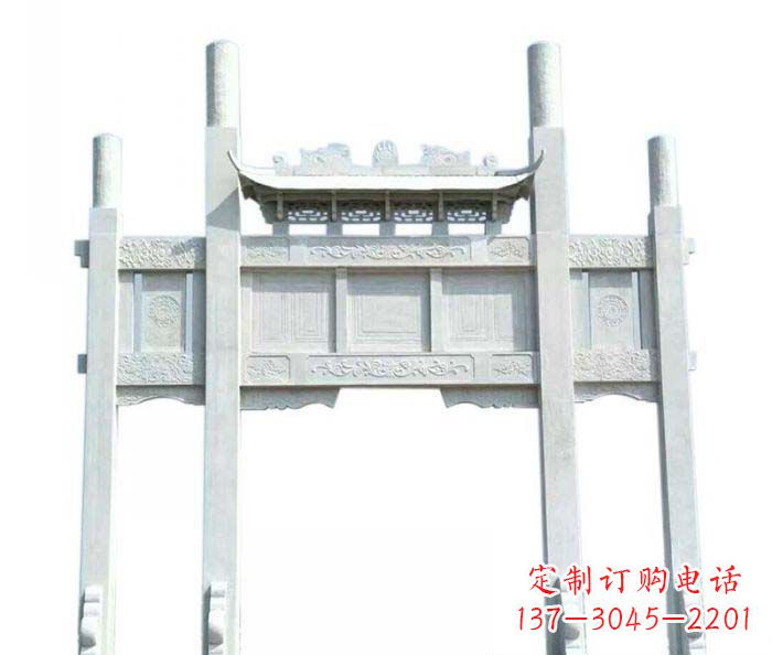 兰州三门石雕牌坊定制精美牌坊雕塑