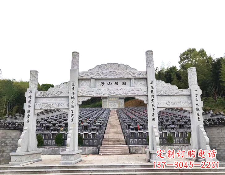 兰州精致雕刻的三门石牌坊雕塑